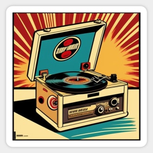 Vintage Record Player Turntable Pop Art Sticker